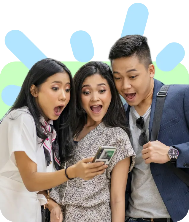 Tourists looking at a phone